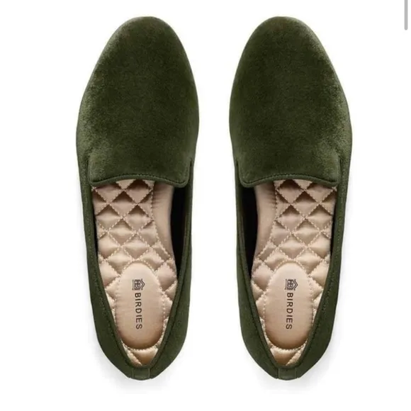 Birdies The Starling velvet flats in green size 6.5