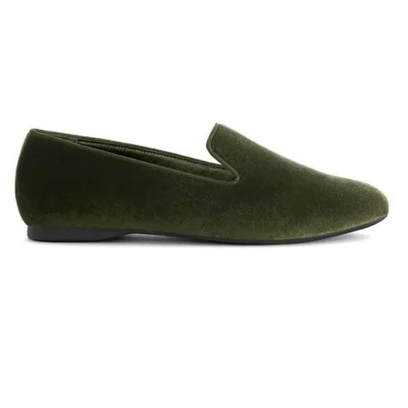 Birdies The Starling velvet flats in green size 6.5