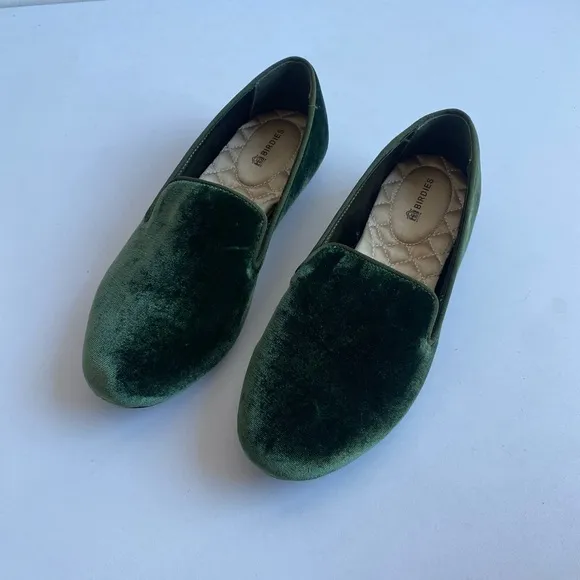 Birdies The Starling velvet flats in green size 6.5
