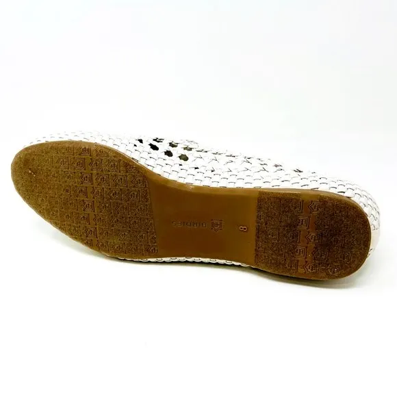 Birdies The Starling White Woven Womens Slip On Vegan Leather Loafers