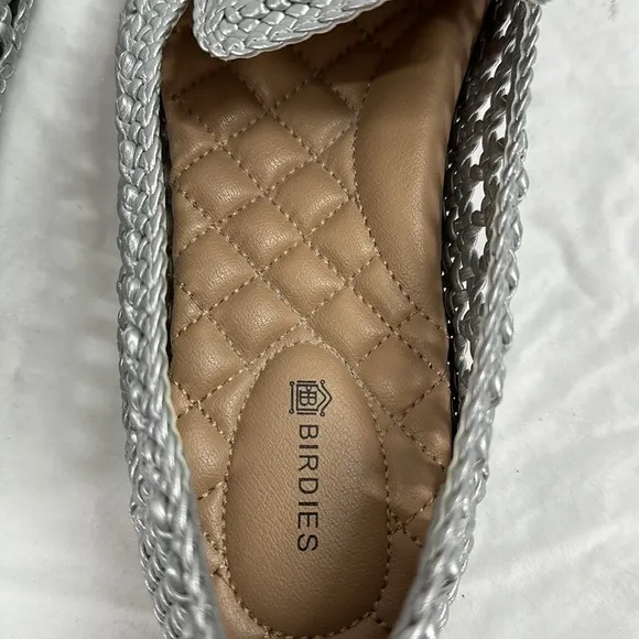 Birdies The Starling Woven Silver Slip On loafers, 8