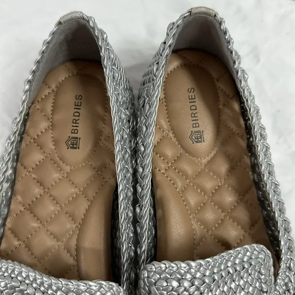 Birdies The Starling Woven Silver Slip On loafers, 8