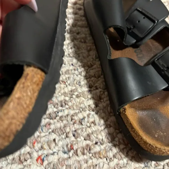 Birkenstock Arizona Black Leather Buckle Slip On Sandals- Men's Size 42 (9-9.5)