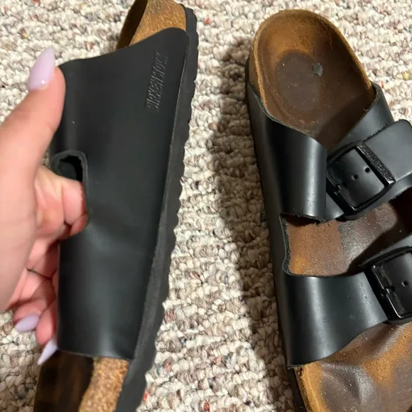 Birkenstock Arizona Black Leather Buckle Slip On Sandals- Men's Size 42 (9-9.5)