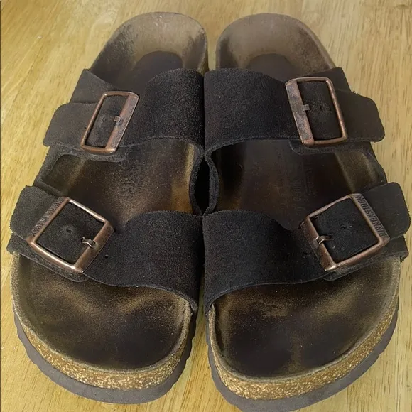 Birkenstock Arizona brown Suede soft footbed Sandals 40