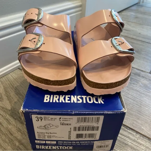 Birkenstock Arizona Pink Light Rose Sandals 39 Ladies 8 Brand New in Box