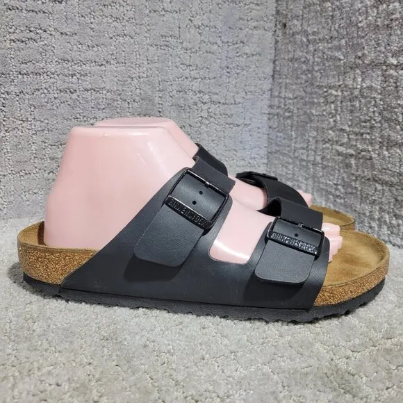 Birkenstock Arizona Size 41 L10 M8 Black Birko-Flor Double Strap Buckle Sandals