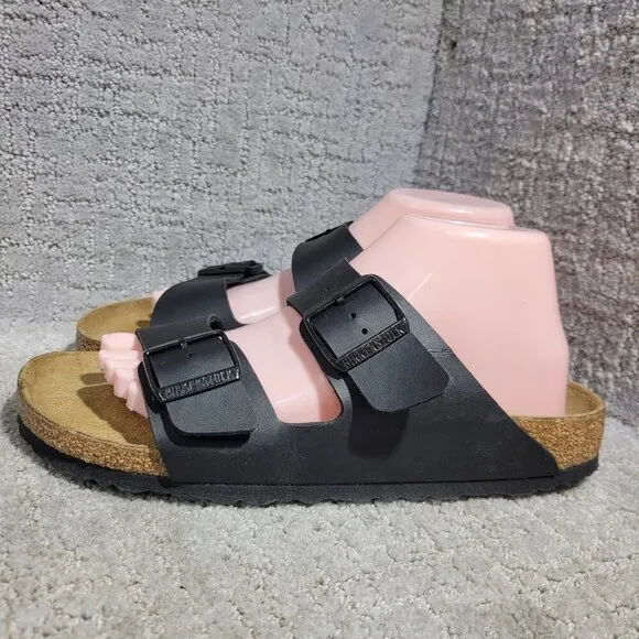 Birkenstock Arizona Size 41 L10 M8 Black Birko-Flor Double Strap Buckle Sandals