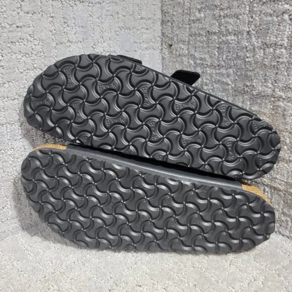 Birkenstock Arizona Size 41 L10 M8 Black Birko-Flor Double Strap Buckle Sandals