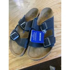 Birkenstock Arizona Soft Footbed Slide Sandals Men's 12 Black Leather Slip-On