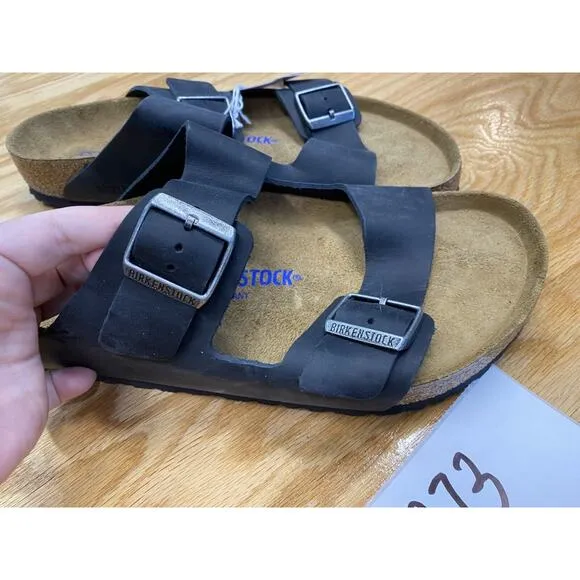 Birkenstock Arizona Soft Footbed Slide Sandals Men's 12 Black Leather Slip-On