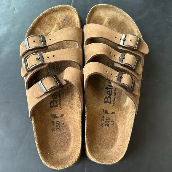 Birkenstock Betula Florida Brown 230 Soft Footbed Sandals 3 Slide Strap Womens 5