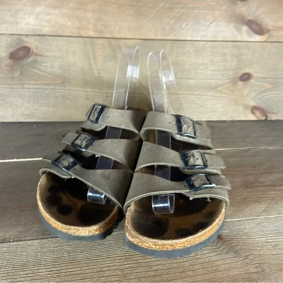 birkenstock betula womens size 7 shoes brown strappy slip on comfort sandals