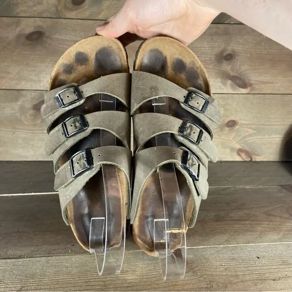 birkenstock betula womens size 7 shoes brown strappy slip on comfort sandals