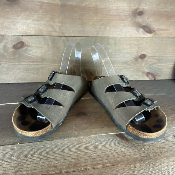 birkenstock betula womens size 7 shoes brown strappy slip on comfort sandals
