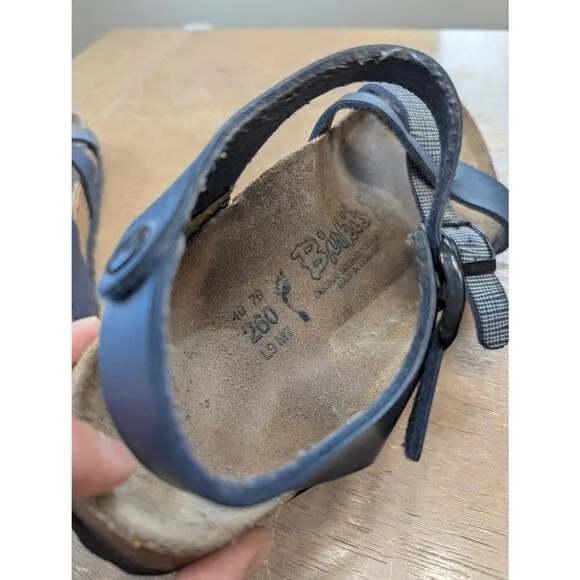 Birkenstock Birki's Lille Sandals women's size 9 (40) blue linen beige leather