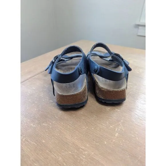 Birkenstock Birki's Lille Sandals women's size 9 (40) blue linen beige leather