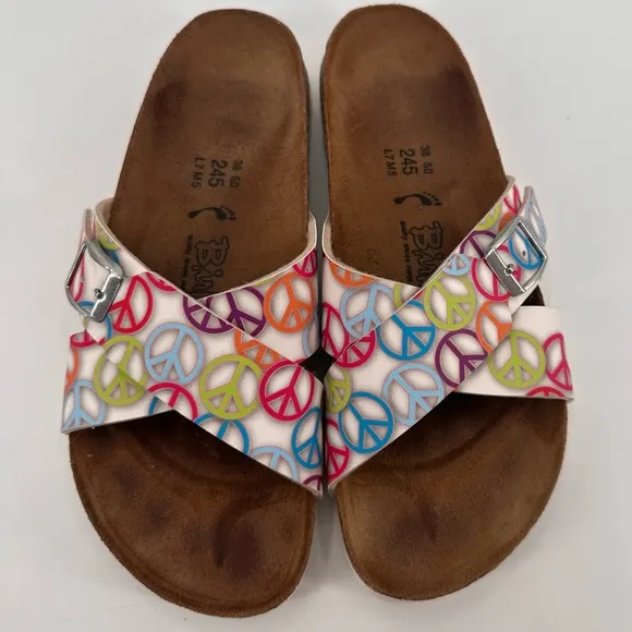 Birkenstock Birki’s Peace Sign Santosa Birko-Flor Sandals Size 38