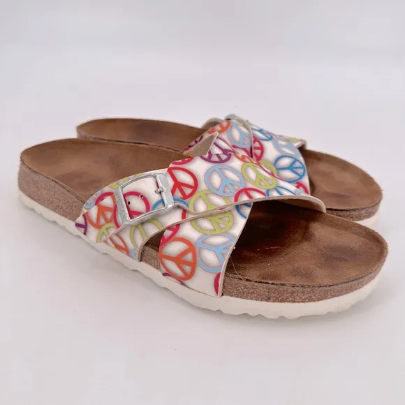 Birkenstock Birki’s Peace Sign Santosa Birko-Flor Sandals Size 38