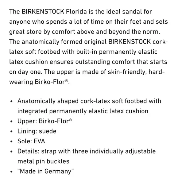 Birkenstock Black Florida 3-Strap Sandals Size 39