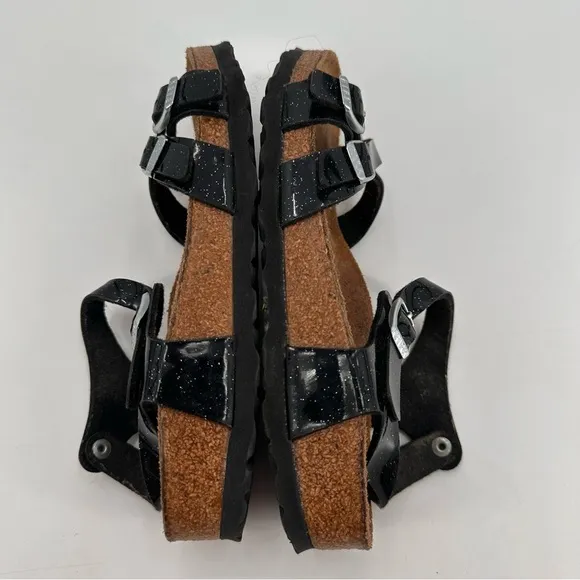 Birkenstock Black Glitter Kumba Sandals Soft Footbed Size 36