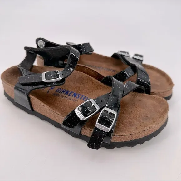Birkenstock Black Glitter Kumba Sandals Soft Footbed Size 36