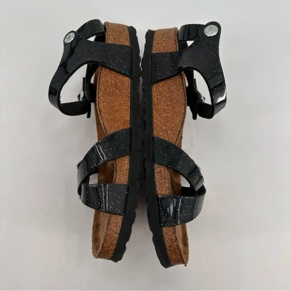 Birkenstock Black Glitter Kumba Sandals Soft Footbed Size 36