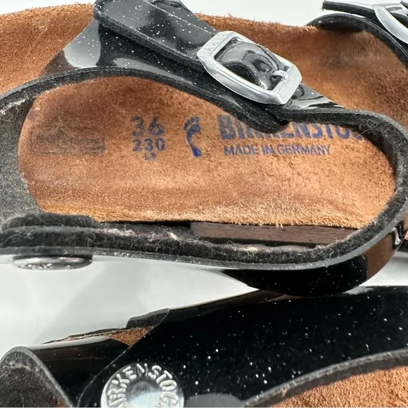Birkenstock Black Glitter Kumba Sandals Soft Footbed Size 36