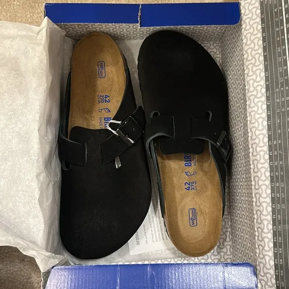 BIRKENSTOCK Boston Soft Footbed in Black new slip on shoe flats sandal