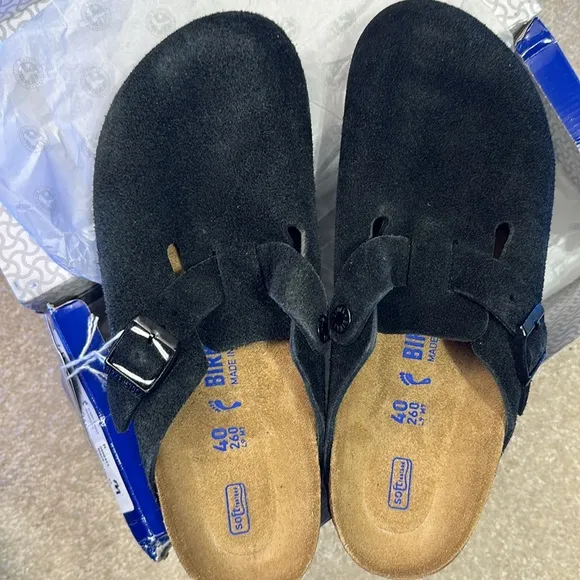 BIRKENSTOCK Boston Soft Footbed in Black new slip on shoe flats sandal