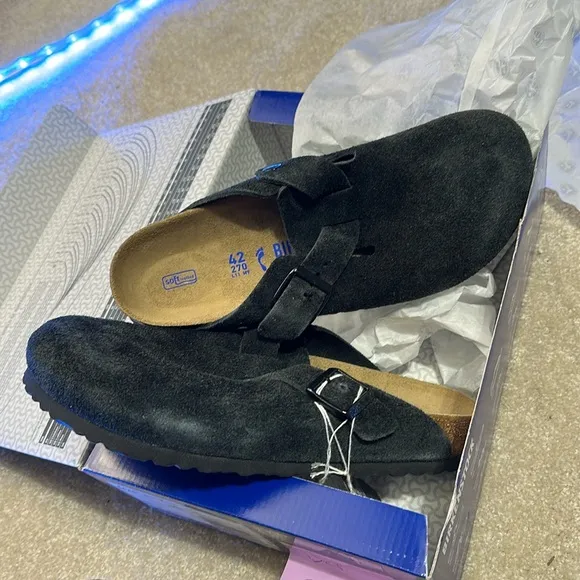 BIRKENSTOCK Boston Soft Footbed in Black new slip on shoe flats sandal