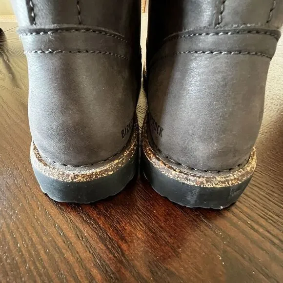 Birkenstock Bryson Shearling Gray‎ Nubuck Leather Combat Boots Size W7/M5 NWOB