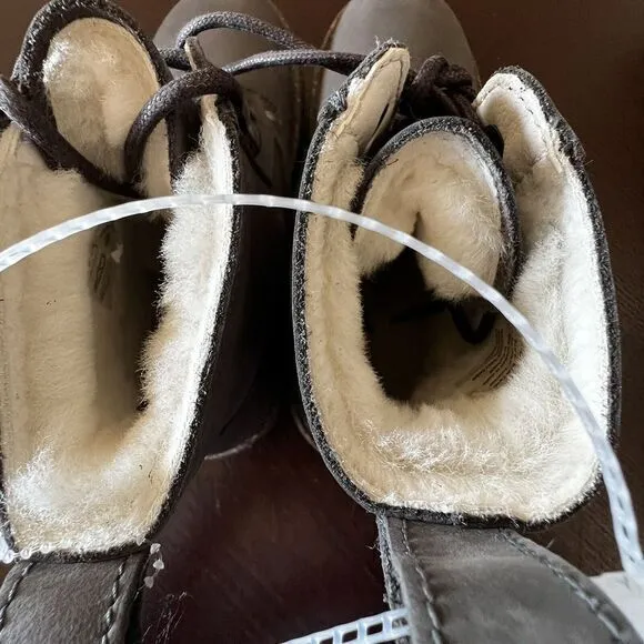 Birkenstock Bryson Shearling Gray‎ Nubuck Leather Combat Boots Size W7/M5 NWOB