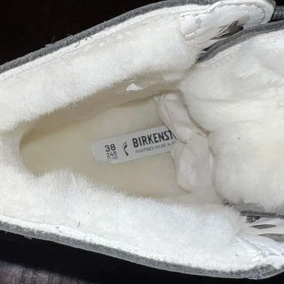 Birkenstock Bryson Shearling Gray‎ Nubuck Leather Combat Boots Size W7/M5 NWOB