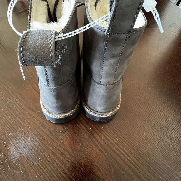 Birkenstock Bryson Shearling Gray‎ Nubuck Leather Combat Boots Size W7/M5 NWOB