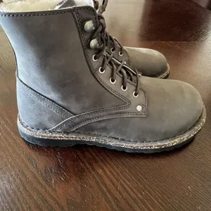 Birkenstock Bryson Shearling Gray‎ Nubuck Leather Combat Boots Size W7/M5 NWOB