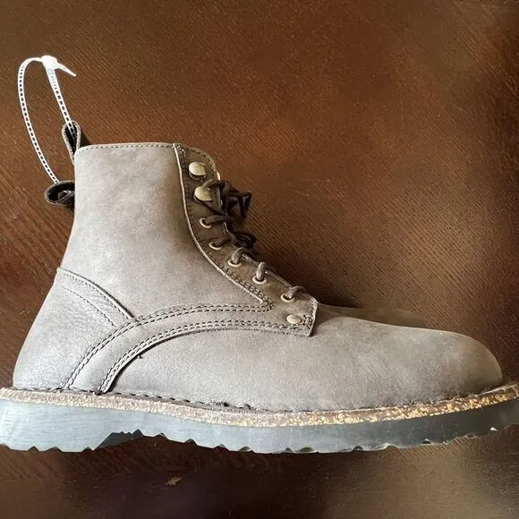Birkenstock Bryson Shearling Gray‎ Nubuck Leather Combat Boots Size W7/M5 NWOB