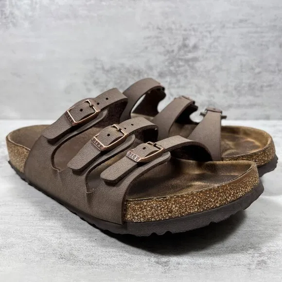 Birkenstock Florida 3-Strap Leather Sandals - Women's Size EU 38 / US 7 - Brown
