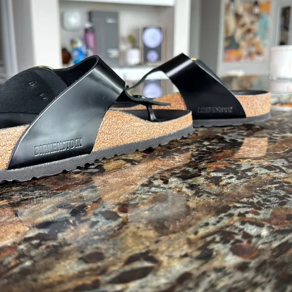 Birkenstock Gizeh Big Buckle Sandals size 37 Glossy Black New w/out box NWOT