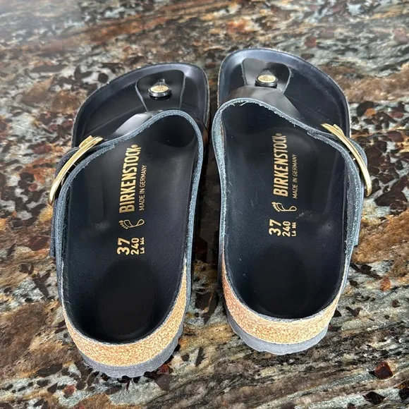 Birkenstock Gizeh Big Buckle Sandals size 37 Glossy Black New w/out box NWOT