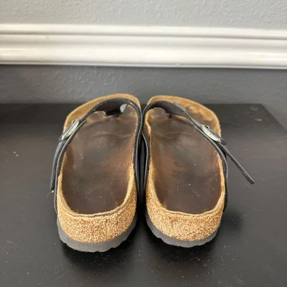 Birkenstock Gizeh Birko-Flor Ice Pearl Onyx Metallic Slip On Sandals Sz 40 US 9