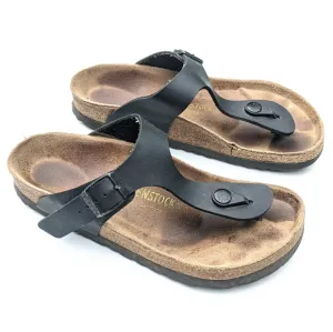 BIRKENSTOCK Gizeh black leather t-strap sandals