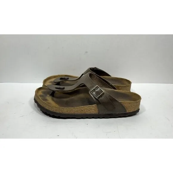 Birkenstock Gizeh Golden Brown Leather Slip On Thong Sandals Women's Size 9