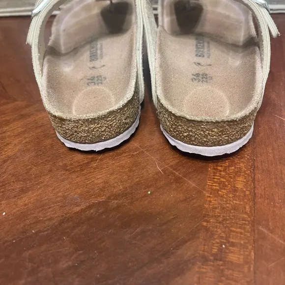 Birkenstock Gizeh Sandals 34 3 Sliver Metallic Disco Ball Leather Slip On Thong