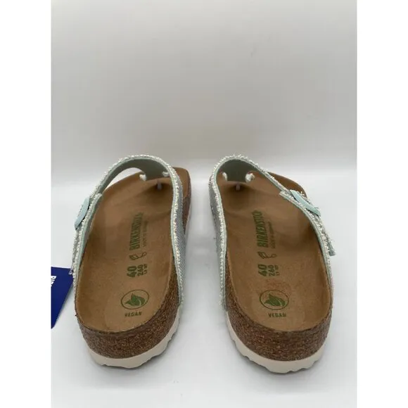 Birkenstock Gizeh Vegan Textured Sz 9 Slip On Sandals Light Blue T-Bar Thong