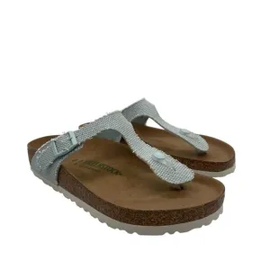 Birkenstock Gizeh Vegan Textured Sz 9 Slip On Sandals Light Blue T-Bar Thong