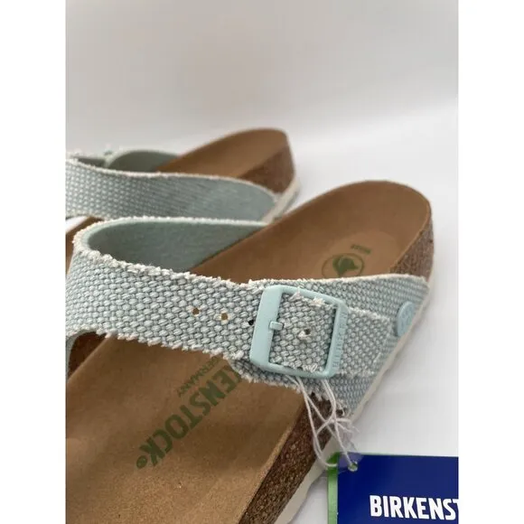 Birkenstock Gizeh Vegan Textured Sz 9 Slip On Sandals Light Blue T-Bar Thong