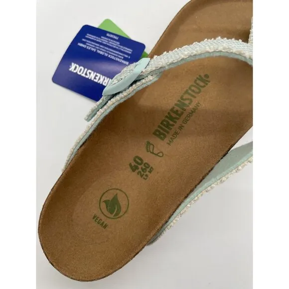 Birkenstock Gizeh Vegan Textured Sz 9 Slip On Sandals Light Blue T-Bar Thong