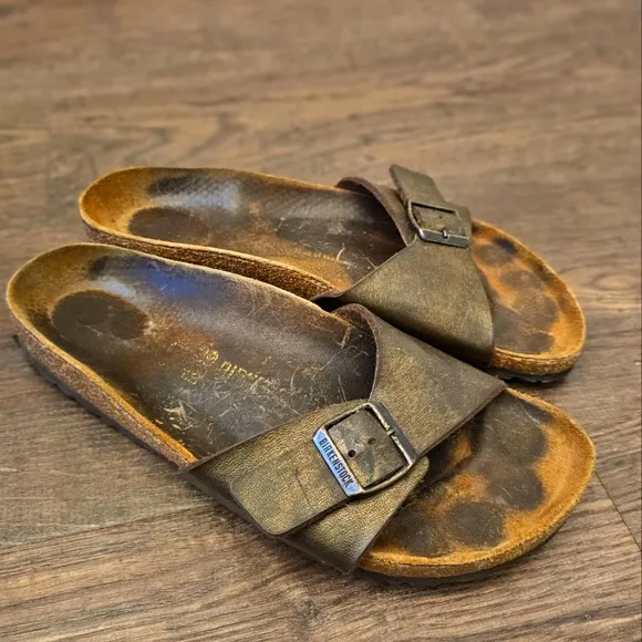 Birkenstock Madrid sandals Leather Buckle Strap Bronze sz39
