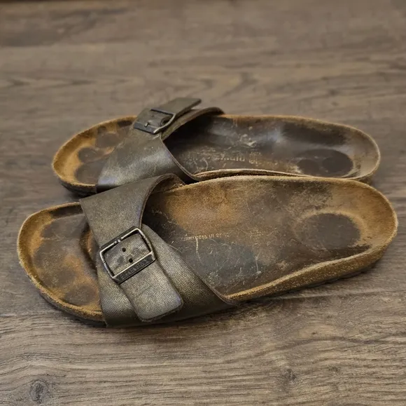 Birkenstock Madrid sandals Leather Buckle Strap Bronze sz39